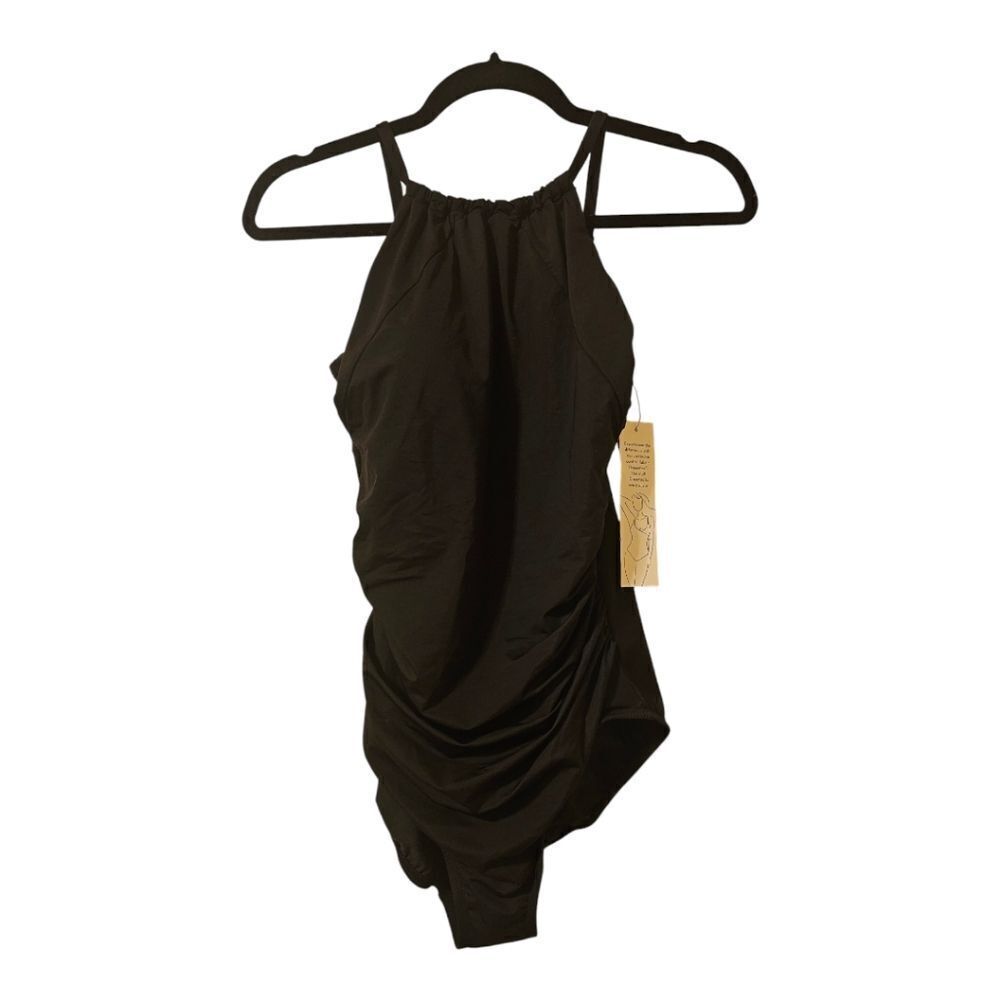 DREAMSUIT by Miracle Brands Black Ruched One-Piece Swimsuit - Size 8 NWT